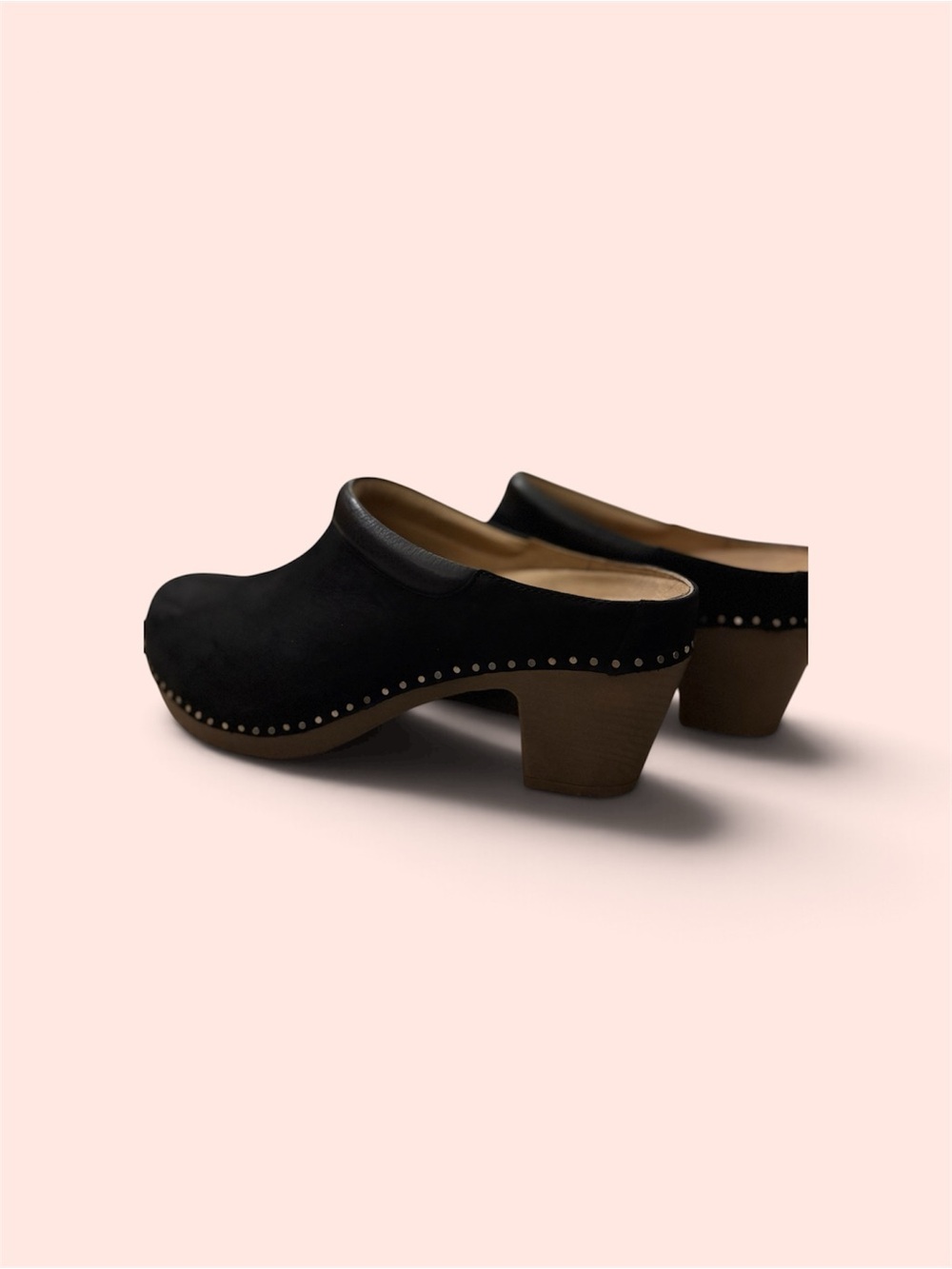 Dansko Black Nubuck Studded Clog Mule